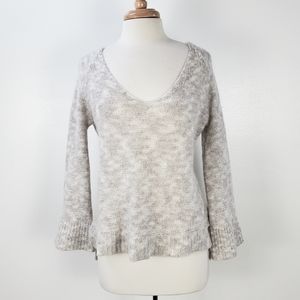 Free People Alpaca Mohair Blend Lightweight V-Neck Bell Sleeve Scoop Sweater XS